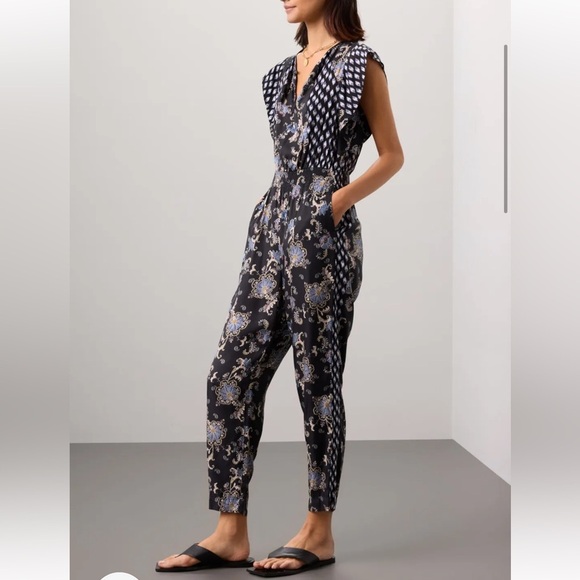 Rebecca Taylor NYC Paisley Printed Jumpsuit Silk Blend - Picture 3 of 8